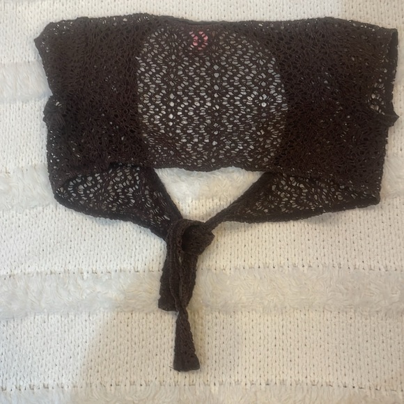 Vintage Y2K candies crochet bolero shrug sweater embellished beaded cap sleeves - Picture 2 of 7